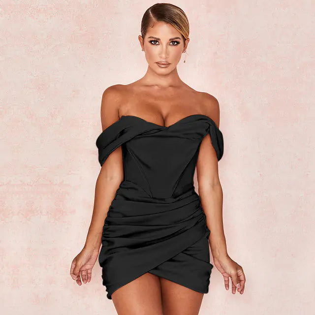 Satin Ruched Corset Dress