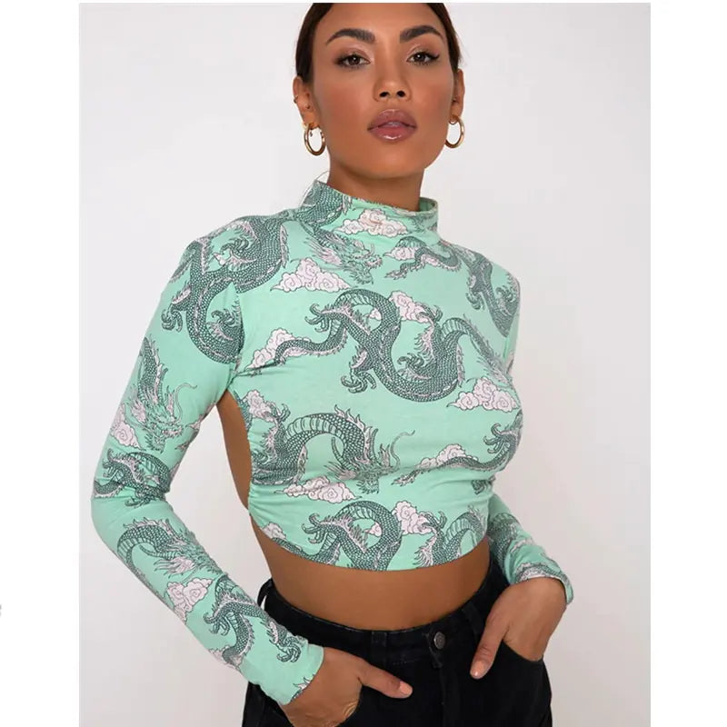 Dragon Printed Crop Top